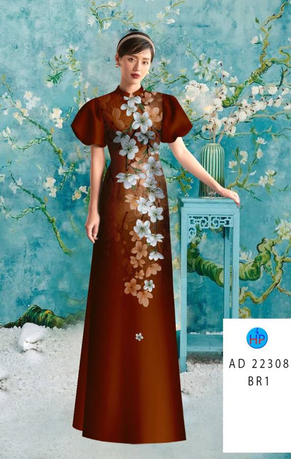Vải Áo Dài Hoa In 3D AD 22308 16